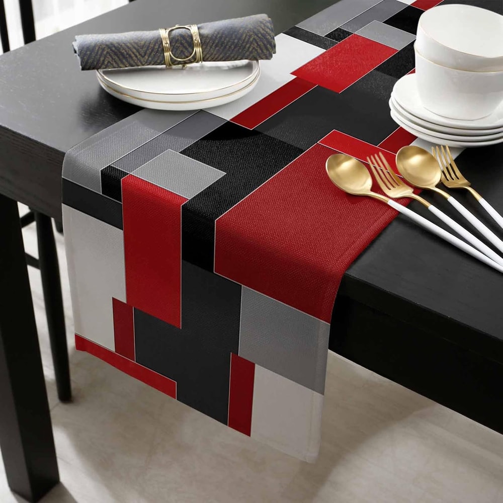 Modern Table Runner with Abstract Geometry Design for Dining Tables and Dressers