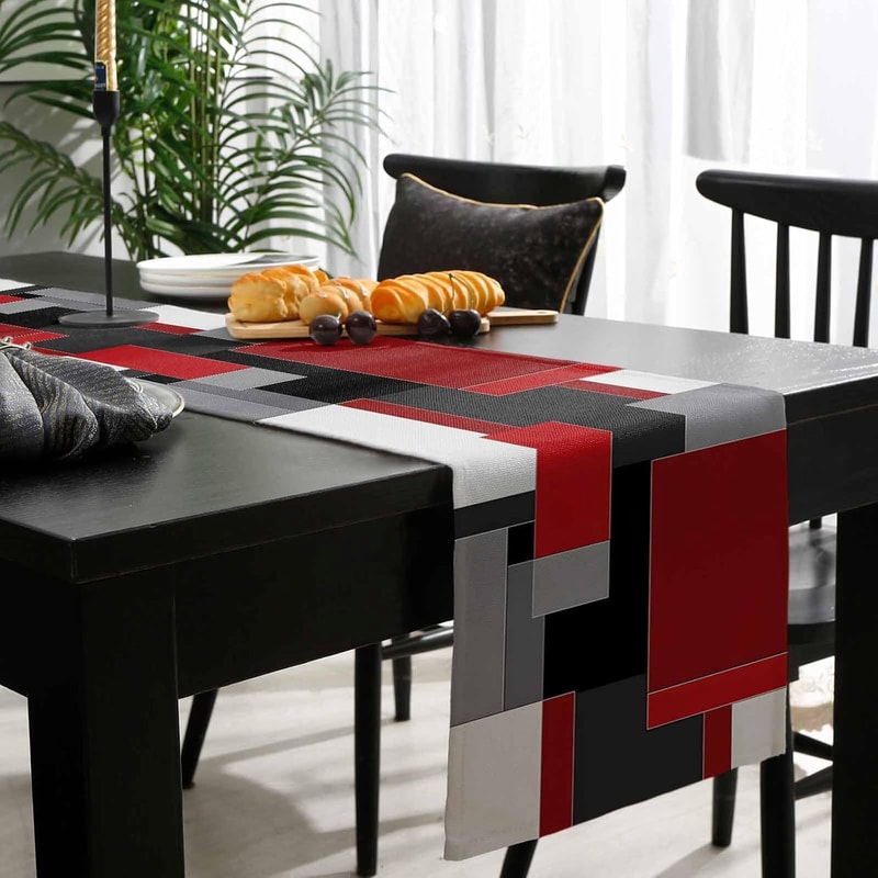 Modern Table Runner with Abstract Geometry Design for Dining Tables and Dressers