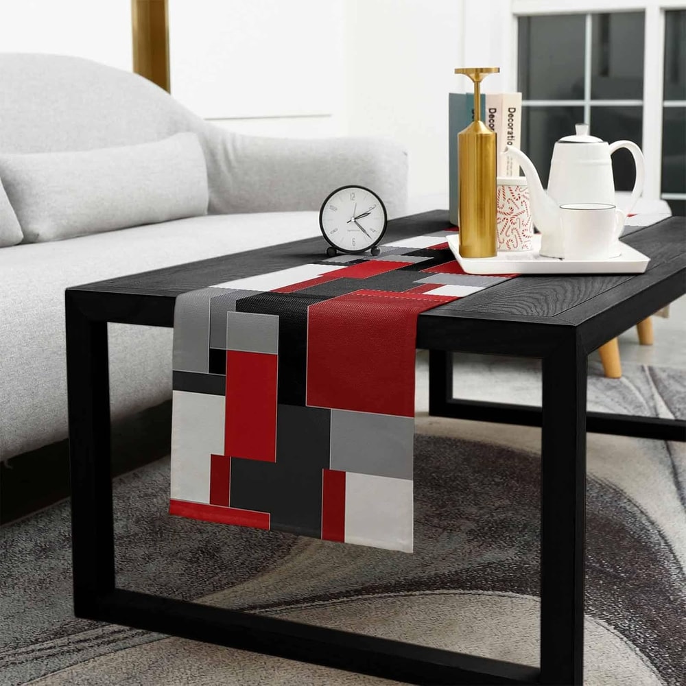 Modern Table Runner with Abstract Geometry Design for Dining Tables and Dressers