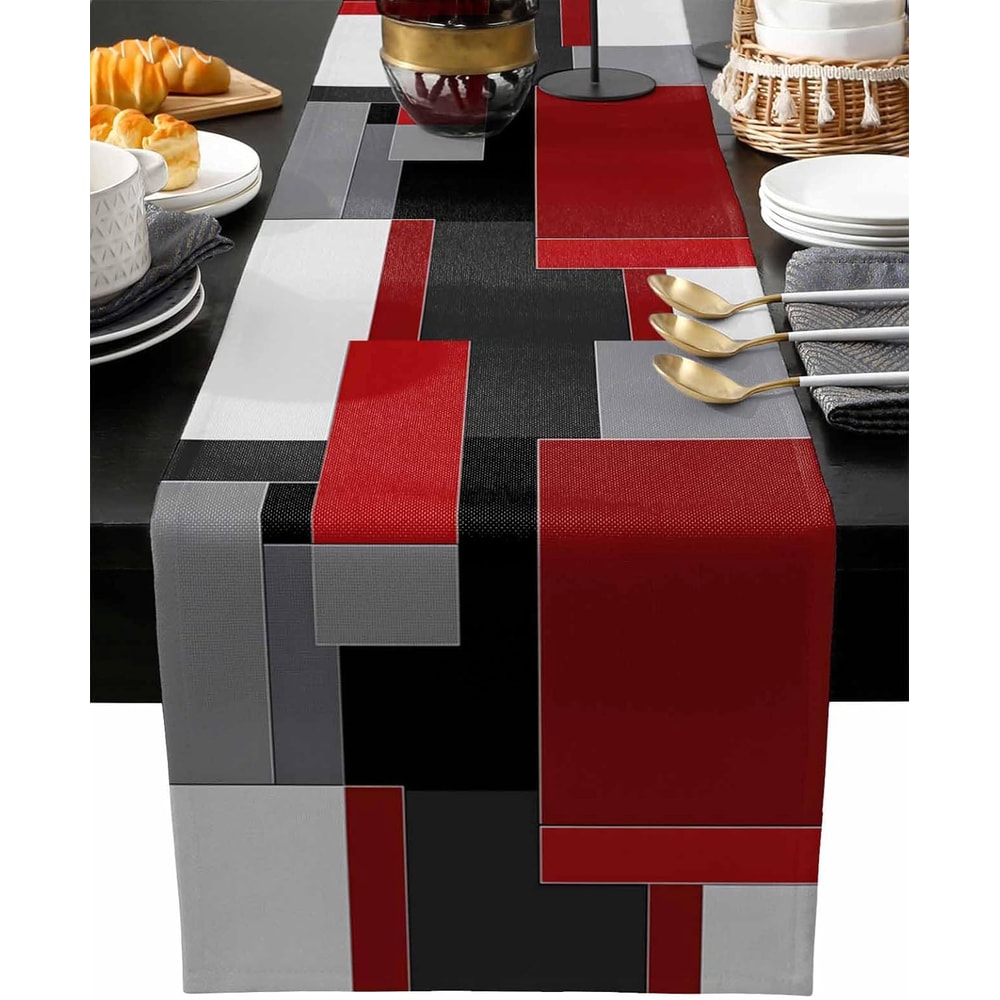 Modern Table Runner with Abstract Geometry Design for Dining Tables and Dressers