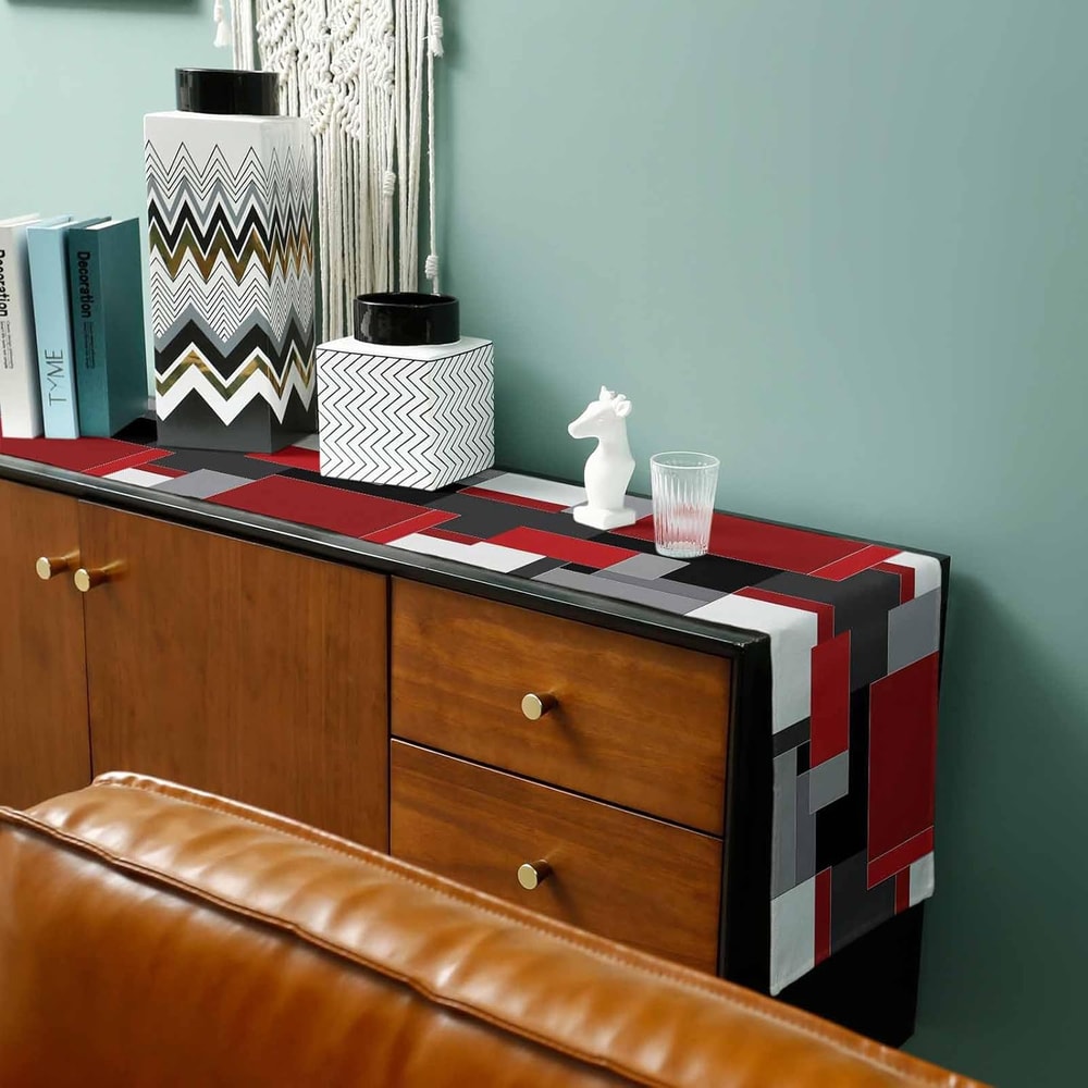 Modern Table Runner with Abstract Geometry Design for Dining Tables and Dressers