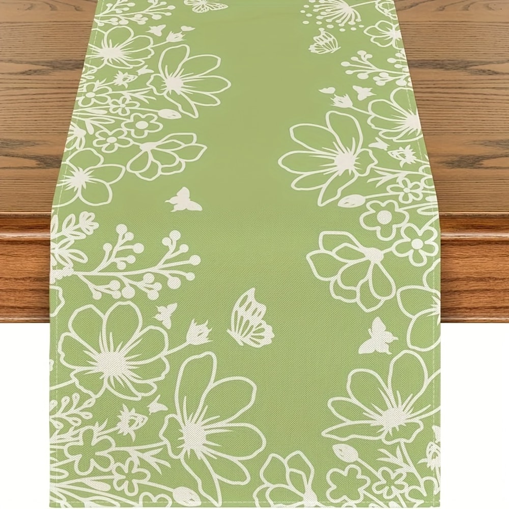 Spring Floral Butterfly Table Runner Table Runner Decor For Dining Holiday 0