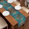 Elegant Dark Blue Woven Table Runner For Dining Kitchen Decor 3