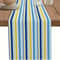Vintage Blue Yellow Linen Table Runner Farmhouse Striped Design For Dining Kitchen 0