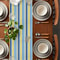 Vintage Blue Yellow Linen Table Runner Farmhouse Striped Design For Dining Kitchen 3