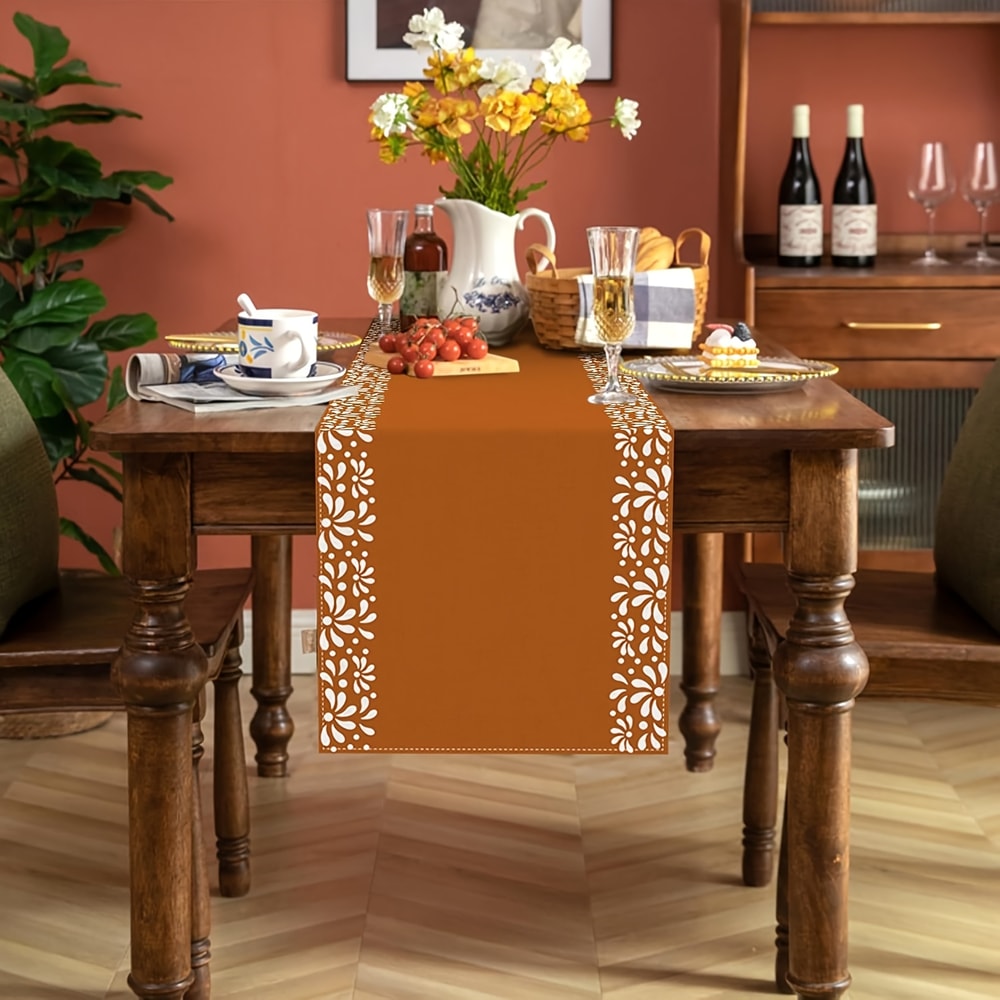 Mexican Table Runner With Dia De Los Muertos Floral Fiesta Decor 4
