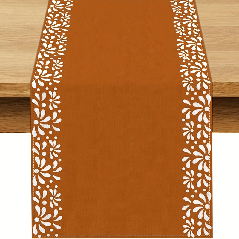Mexican Table Runner With Dia De Los Muertos Floral Fiesta Decor 5