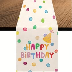 festive birthday polka dot table runner durable party table decoration for dining & gatherings