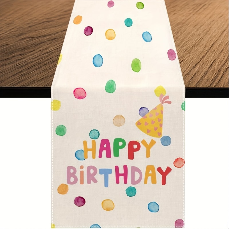 Festive Birthday Polka Dot Table Runner Durable Party Table Decoration For Dining Gatherings 0