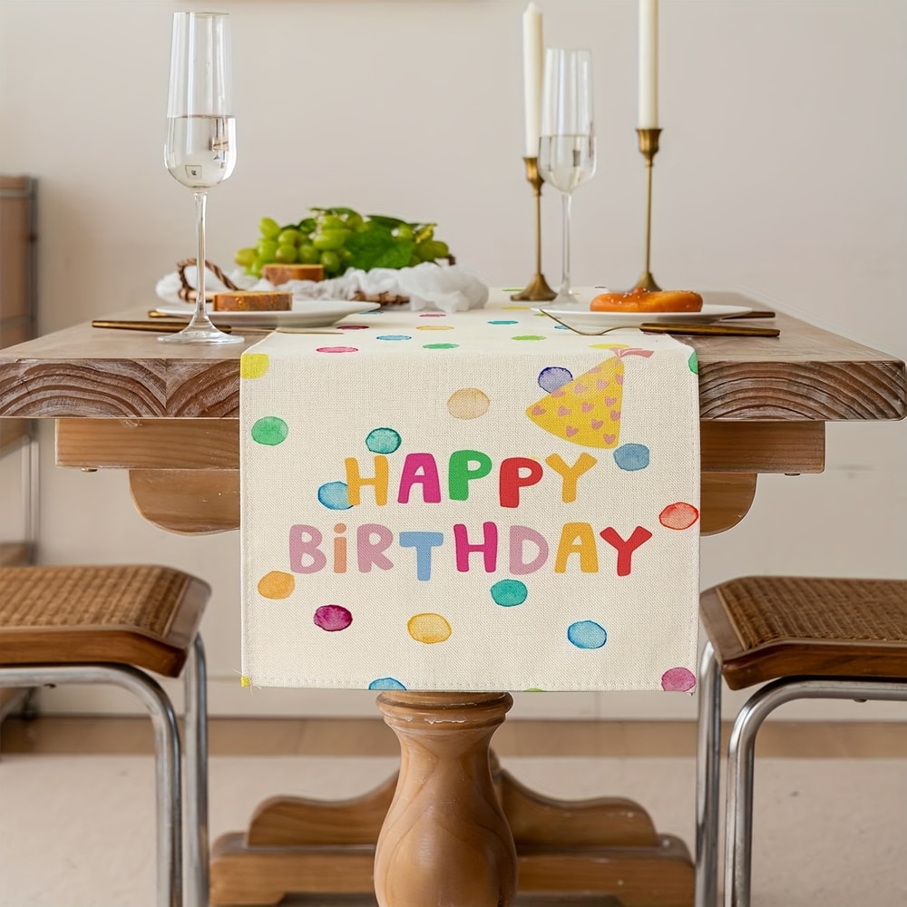 Festive Birthday Polka Dot Table Runner Durable Party Table Decoration For Dining Gatherings 1