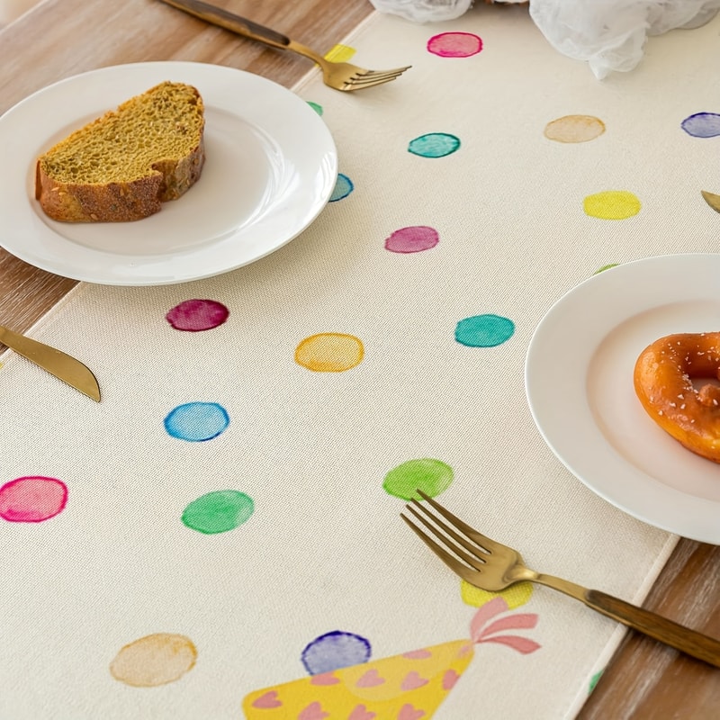 Festive Birthday Polka Dot Table Runner Durable Party Table Decoration For Dining Gatherings 3