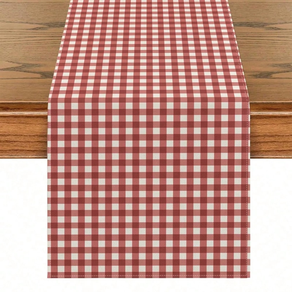Classic Red Gingham Check Table Runner For Dining Room Kitchen Decor 5