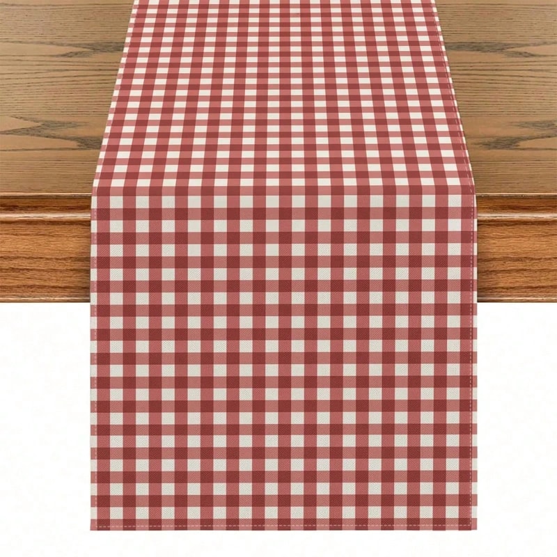 Classic Red Gingham Check Table Runner For Dining Room Kitchen Decor 5