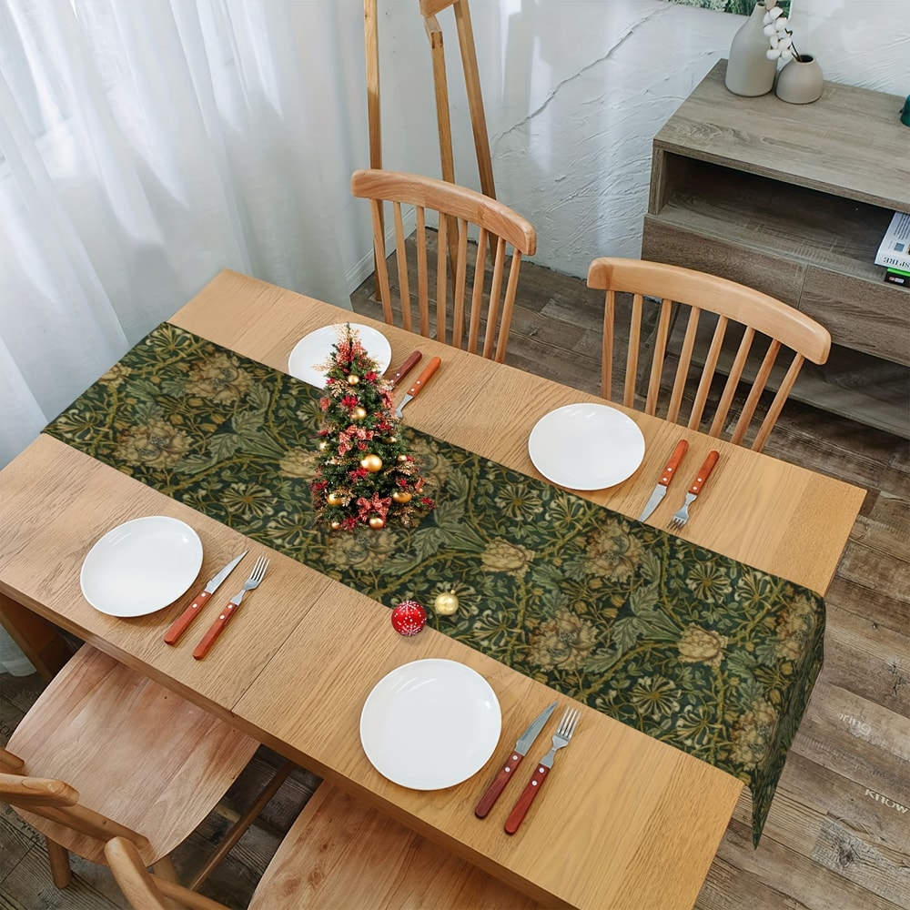Vintage Floral Table Runner with William Morris Design Farmhouse Table Decor for Indoor & Outdoor Tables