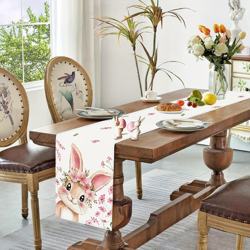 Cute Bunny Easter Table Runner For Spring Parties And Farmhouse Dining Decor 2