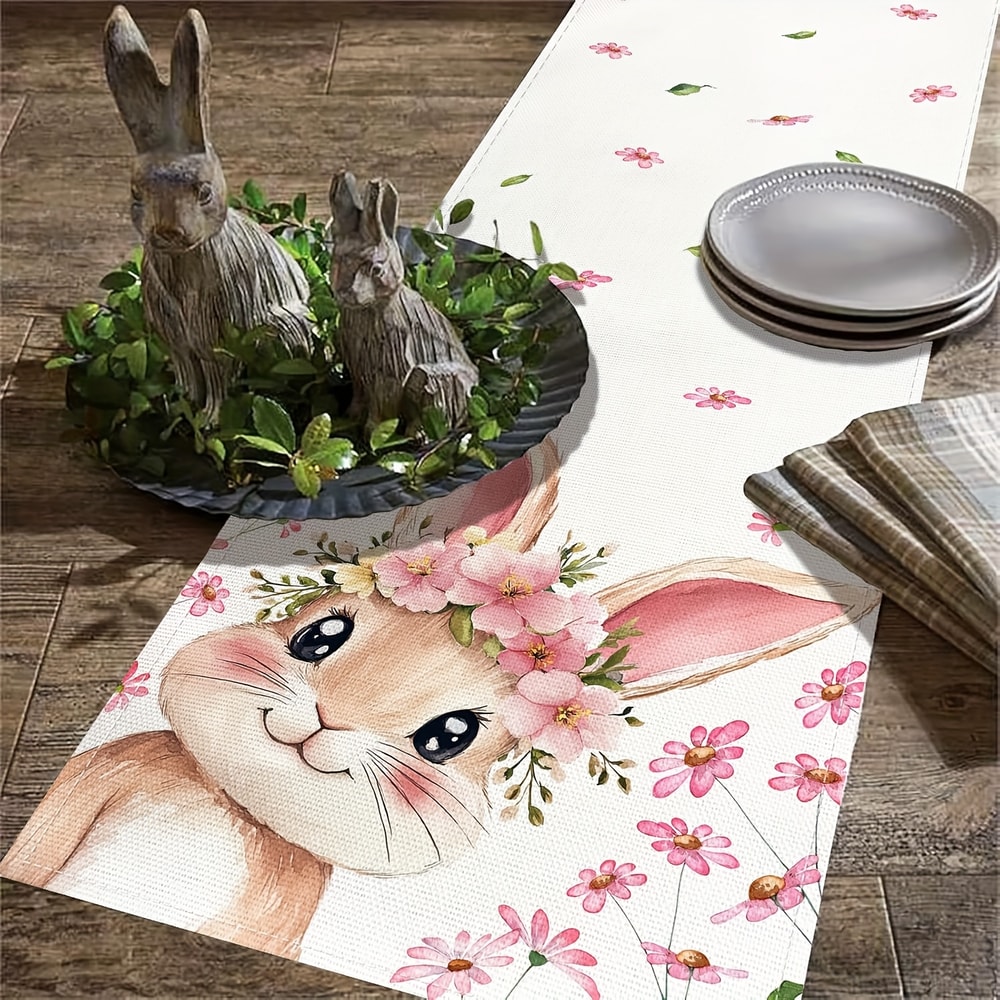 Cute Bunny Easter Table Runner For Spring Parties And Farmhouse Dining Decor 3