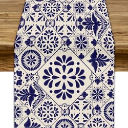 mexican talavera floral bird table runner for dining decor