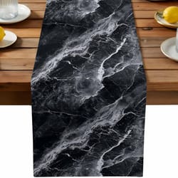 gray marble texture washable linen table runner for dining room decor