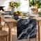 Gray Marble Texture Washable Linen Table Runner For Dining Room Decor 2