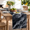 Gray Marble Texture Washable Linen Table Runner For Dining Room Decor 2