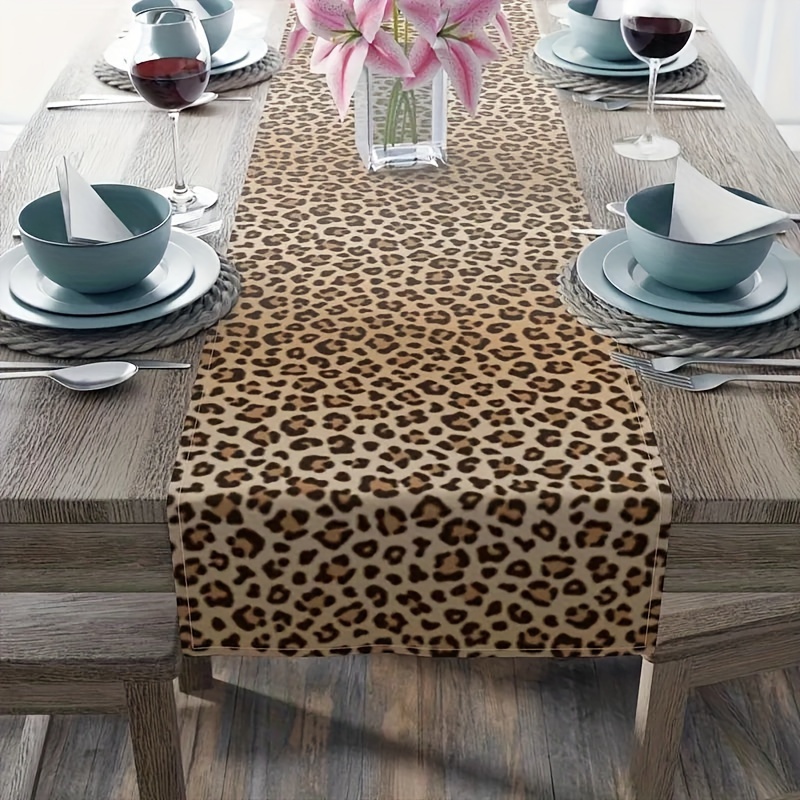 Leopard Print Table Runner For Dining Room And Farmhouse Decor 0