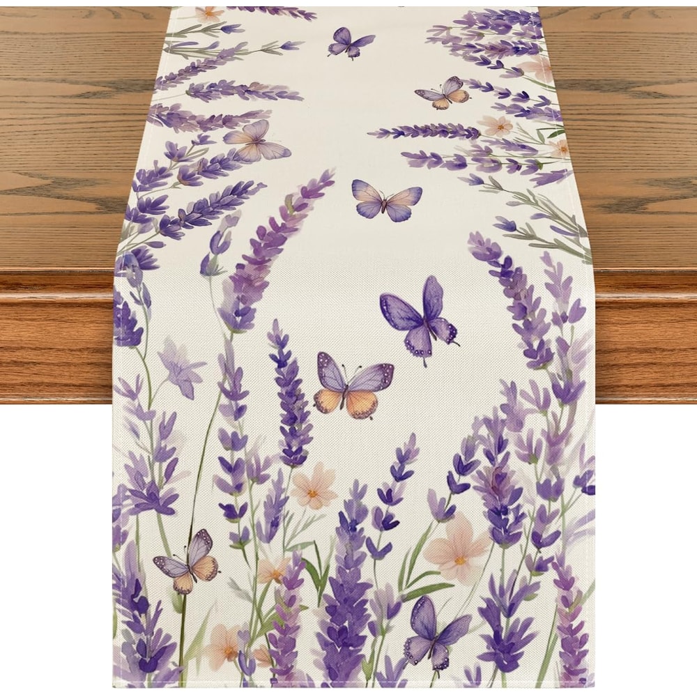 Lavender Blossom Farmhouse Lavender Table Runner Reusable Floral Dining Wedding Farmhouse Table Ru 5