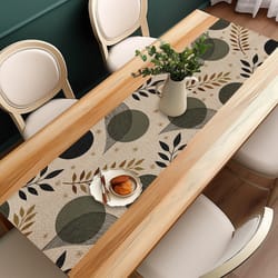 modern table runner with geometric pattern for dining & home decor beige elegance