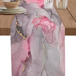 pink marble linen table runner for modern dining & event decor