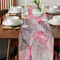 Pink Marble Linen Table Runner for Modern Dining & Event Decor