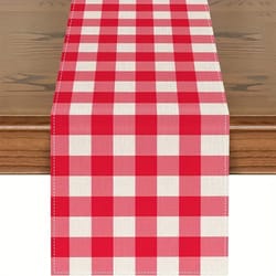 premium red & white buffalo plaid table runner classic linen table accent for cozy dining