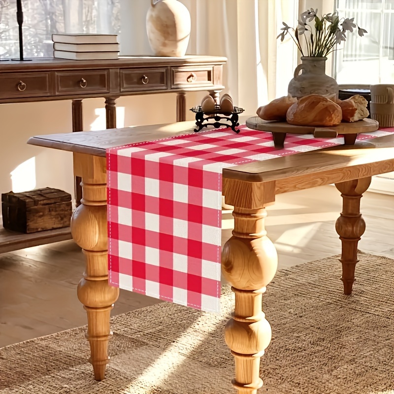 Premium Red White Buffalo Plaid Table Runner Classic Linen Table Accent For Cozy Dining 1