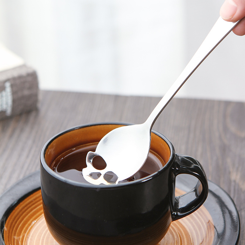 Skull Coffee Spoon Stainless Steel Gothic Dessert Tea Sugar Scoop 0