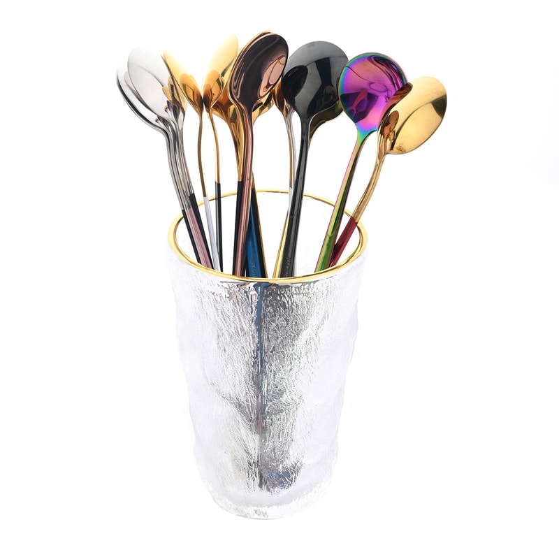 Premium Long Handle Ice Spoon & Coffee Tea Stir Spoon Set Stainless Steel Cutlery Set for Kitchen & Drinks