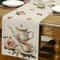 Retro British Table Runner With Delicate Tea Sets Pink Rose Pattern Elegant Home Party Decor 2