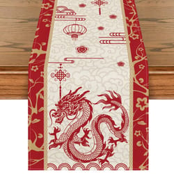 red dragon chinese table runner for festive dining and traditional home decor