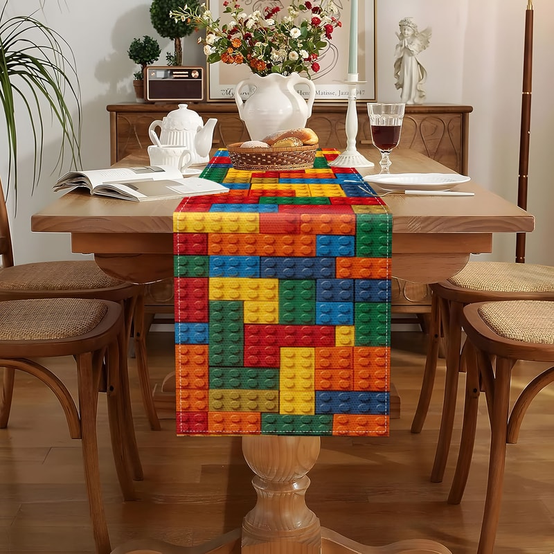 Colorful Table Runner For Kids Parties And Building Block Decor 1