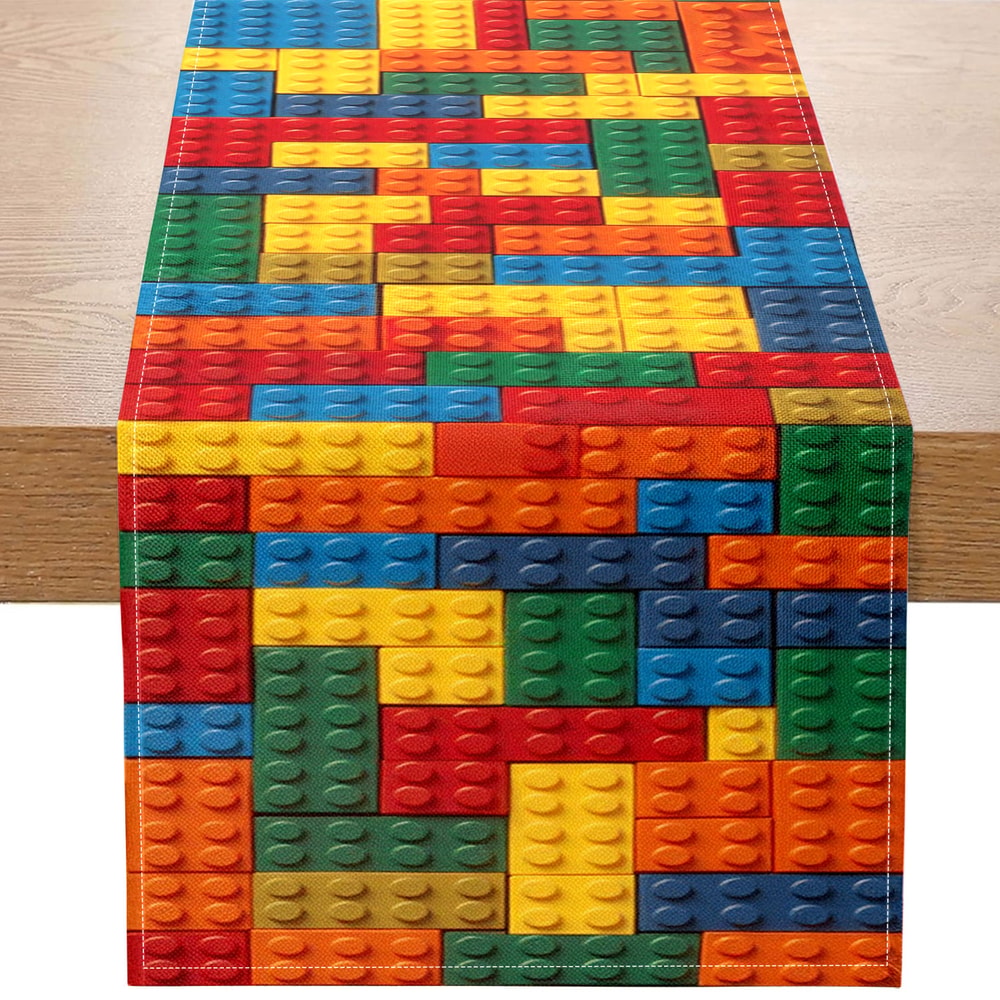 Colorful Table Runner For Kids Parties And Building Block Decor 5