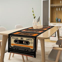 vintage retro cassette tape table runner nostalgic home & dining decor