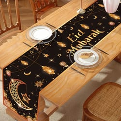 eid mubarak table runner black gold sparkling ramadan and eid table decor