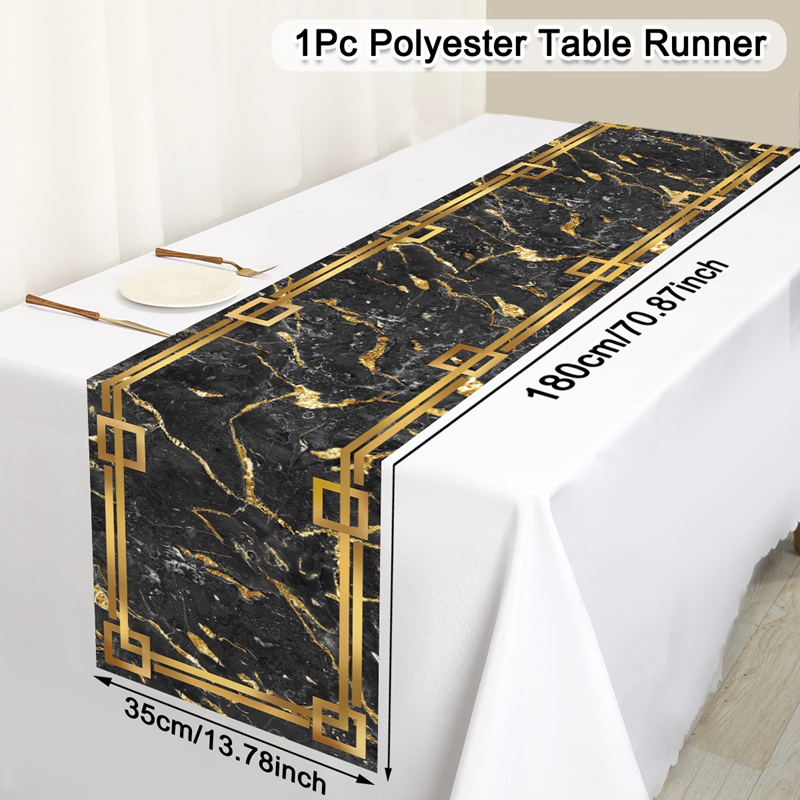 White Gray Gold Marble Table Runner For Elegant Dining And Coffee Table Decor 8