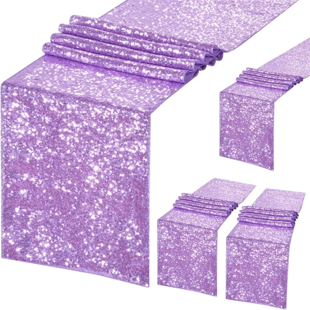 Pack Sequin Table Runner Set For Weddings Birthdays And Party Decor 12