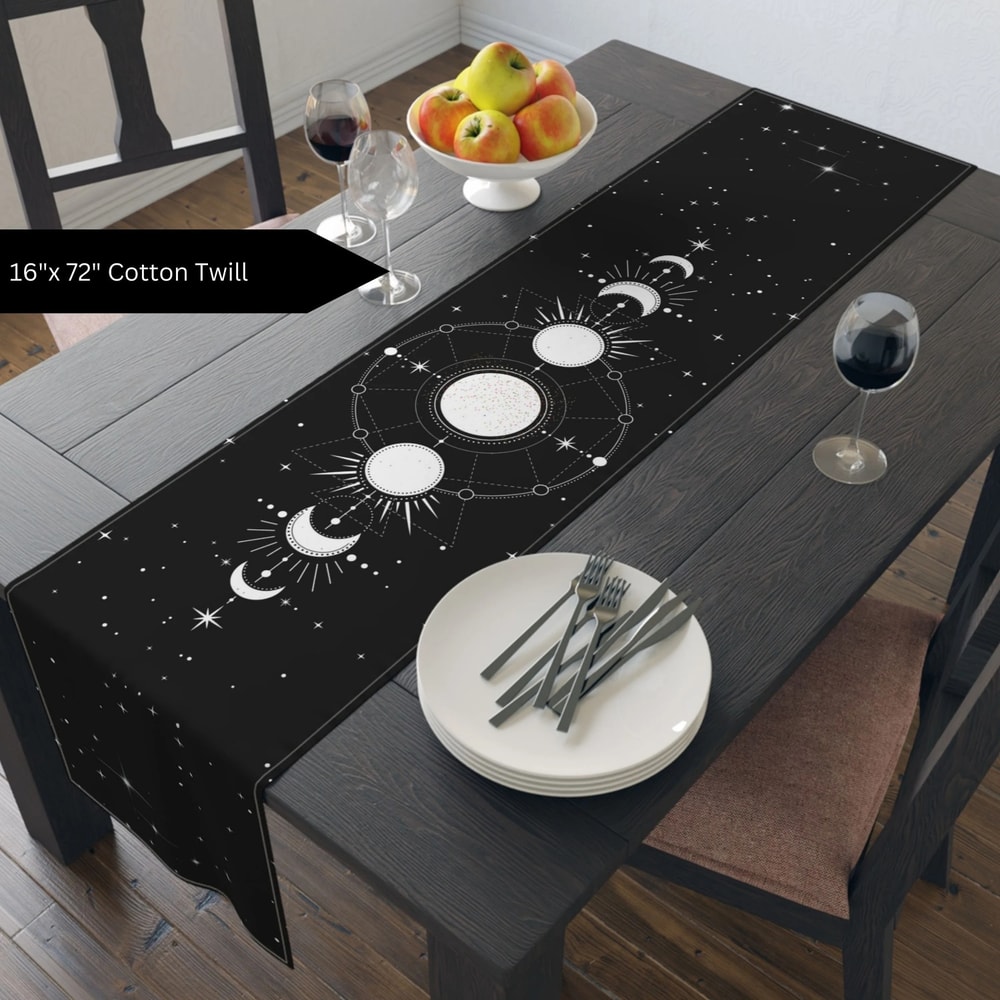 Celestial Moon Phases Table Runner For Kitchen Dining Witchy Home Decor Accent 2