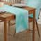 Turquoise Linen Table Runner With Abstract Marble Design Washable Modern Dining Wedding Decor 1