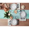Turquoise Linen Table Runner With Abstract Marble Design Washable Modern Dining Wedding Decor 2