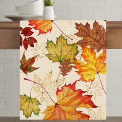 watercolor maple leaf autumn table runner for fall dining & thanksgiving decor