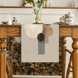 geometric table runner with artistic round pattern for modern dining decor