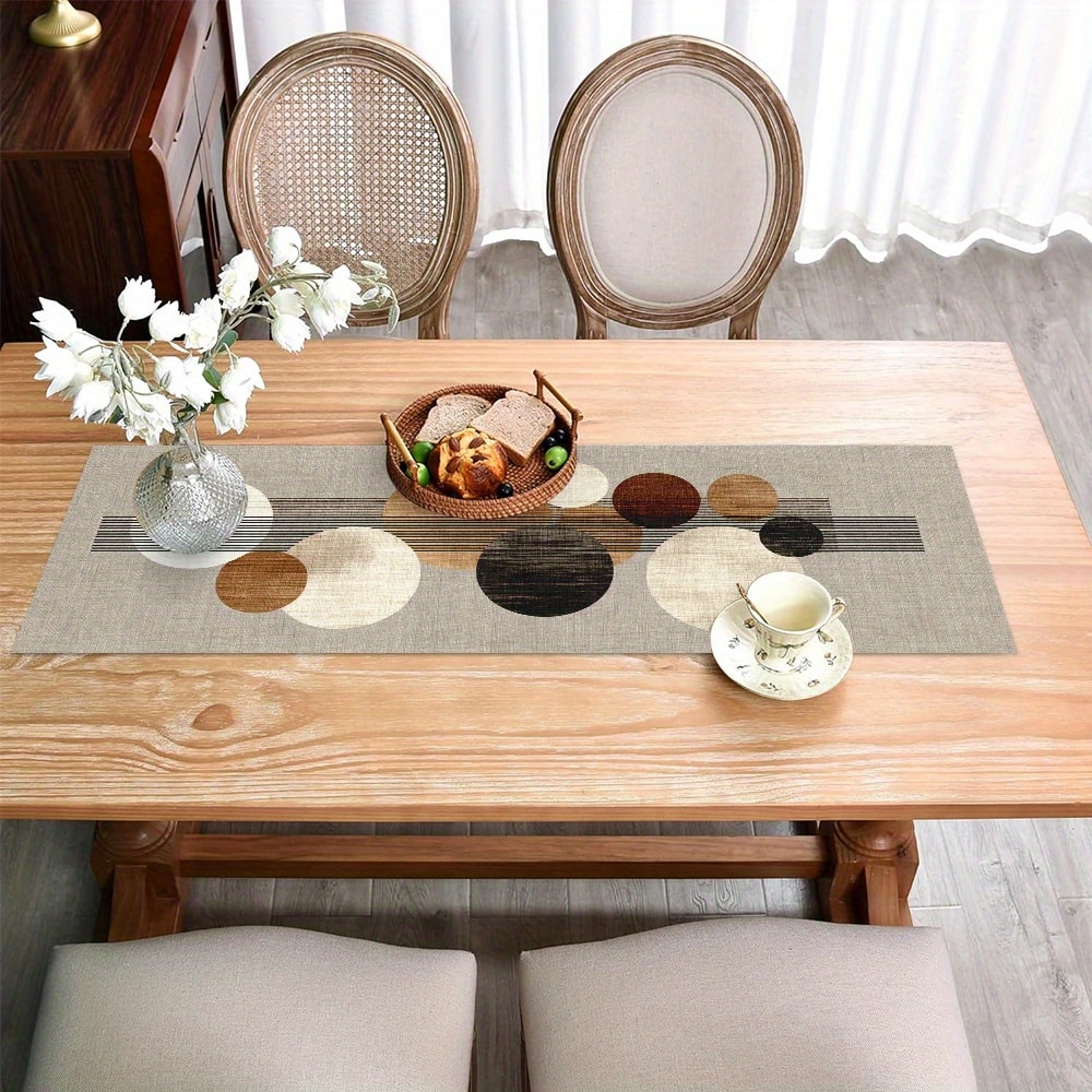Geometric Table Runner With Artistic Round Pattern For Modern Dining Decor 2
