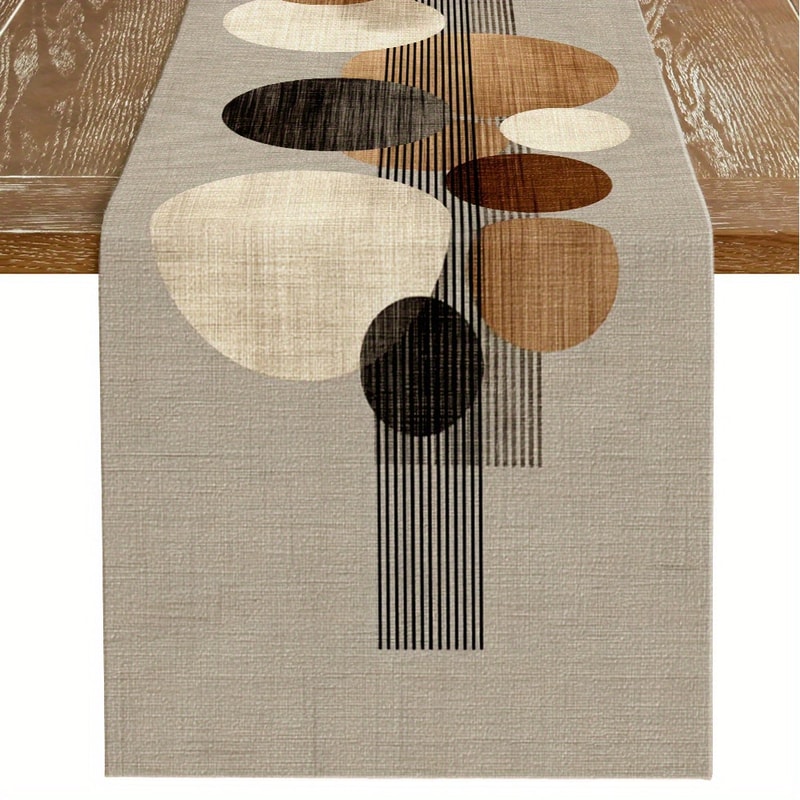 Geometric Table Runner With Artistic Round Pattern For Modern Dining Decor 4