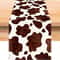 Farmhouse Cow Print Linen Table Runner for Rustic Kitchen & Party Decor