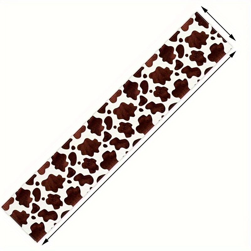 Farmhouse Cow Print Linen Table Runner for Rustic Kitchen & Party Decor